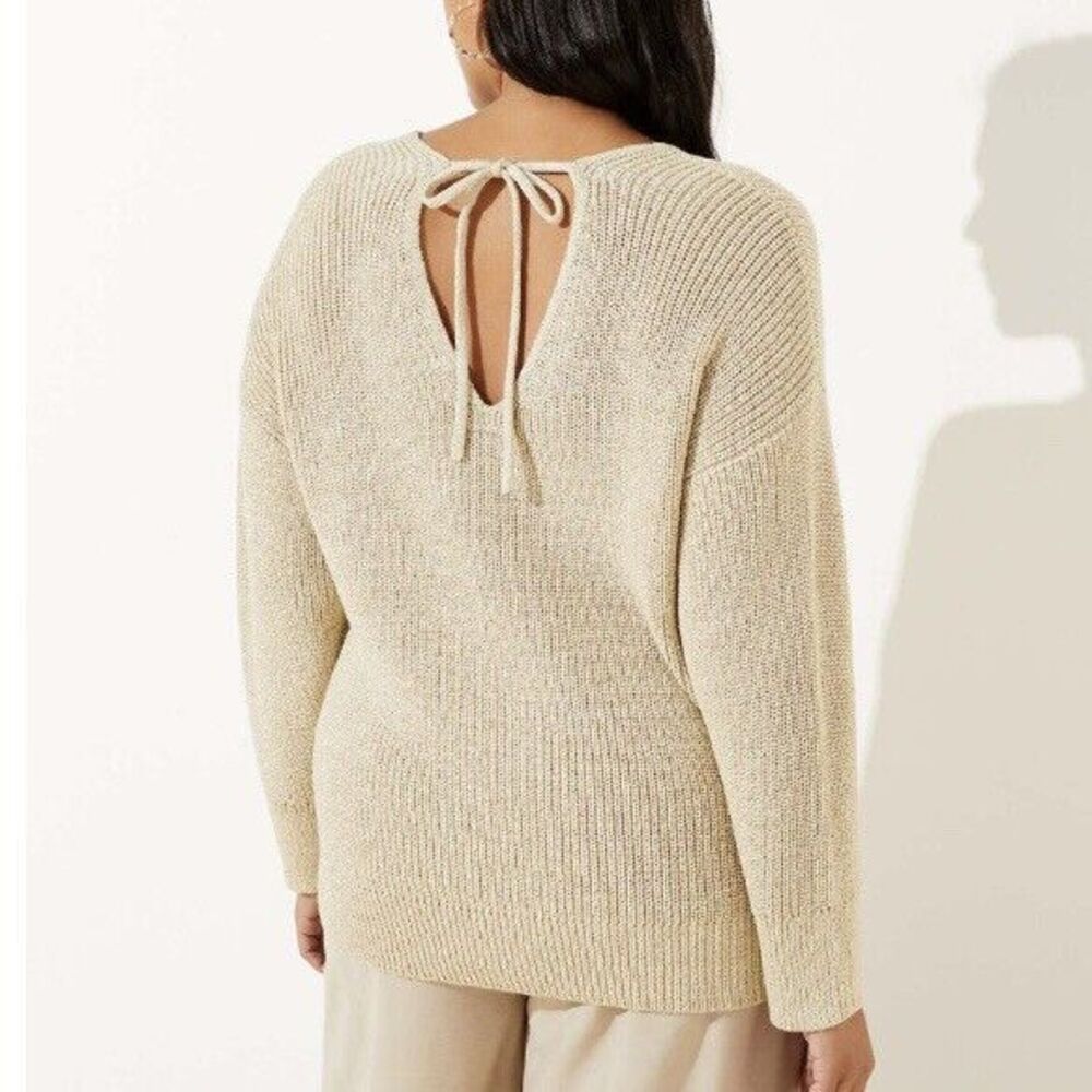 LOFT Plus Tie Back Double V Sweater Size 16/18 Plus New - Picture 1 of 4